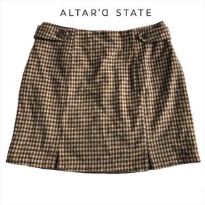 𝅺Altar’d State Brown Mini Skirt